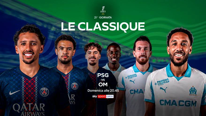 Ligue 1, Le classique PSG-O. Marsiglia domenica su Sky