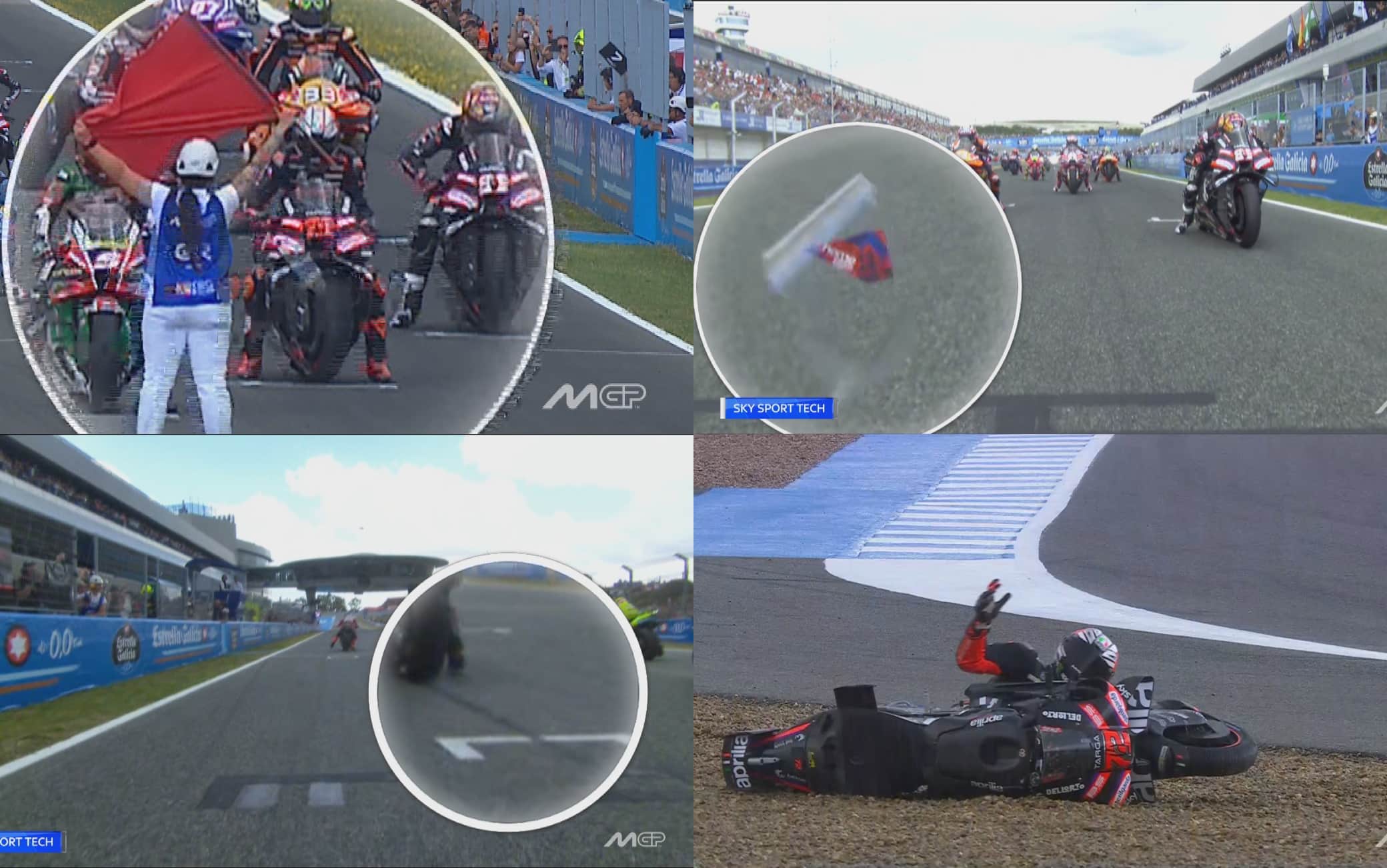 Bezzecchi, la Sprint di Jerez rovinata da una visiera a strappo (tear off), poi la caduta