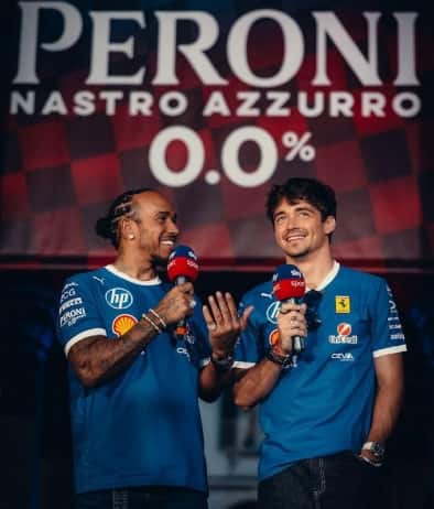 Hamilton e Leclerc alla "The House of Peroni Nastro Azzurro 0.0%