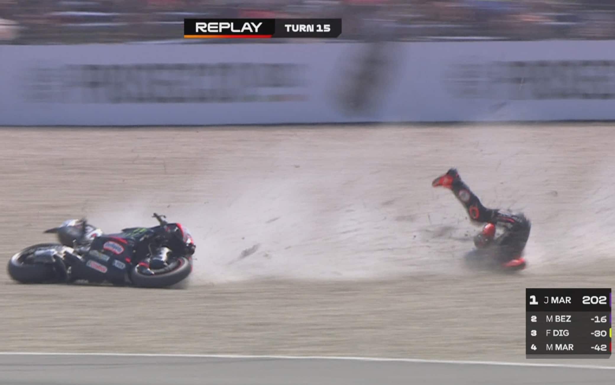 Marco Bezzecchi, caduta al 2° giro del GP di Assen di MotoGP. VIDEO