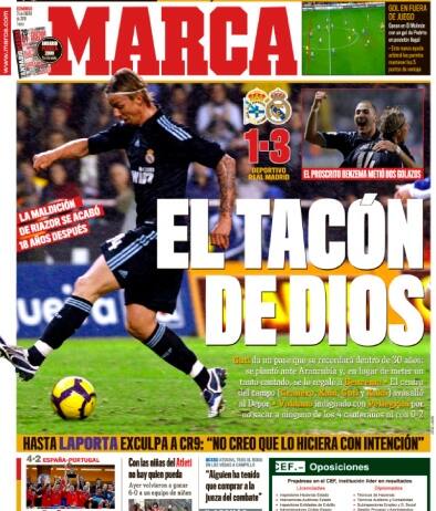 La prima pagina di Marca il giorno dopo