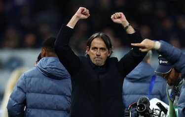 Mandatory Credit: Photo by Marco Canoniero/Shutterstock (15205970ad)
Simone Inzaghi, head coach of Fc Internazionale celebrates at the end of the Serie A match beetween Atalanta Bc and FC Internazionale at Gewiss Stadium on March 16, 2025 in Turin, Italy .
Atalanta Bc - FC Internazionale, Gewiss Stadium, Bergamo, Italy - 16 Mar 2025