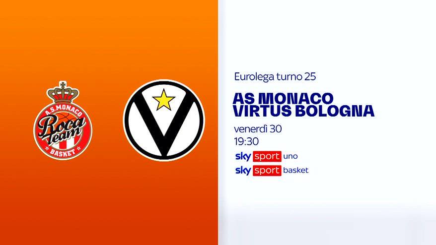 Eurolega, 25^ turno: AS Monaco-Virtus Bologna su Sky