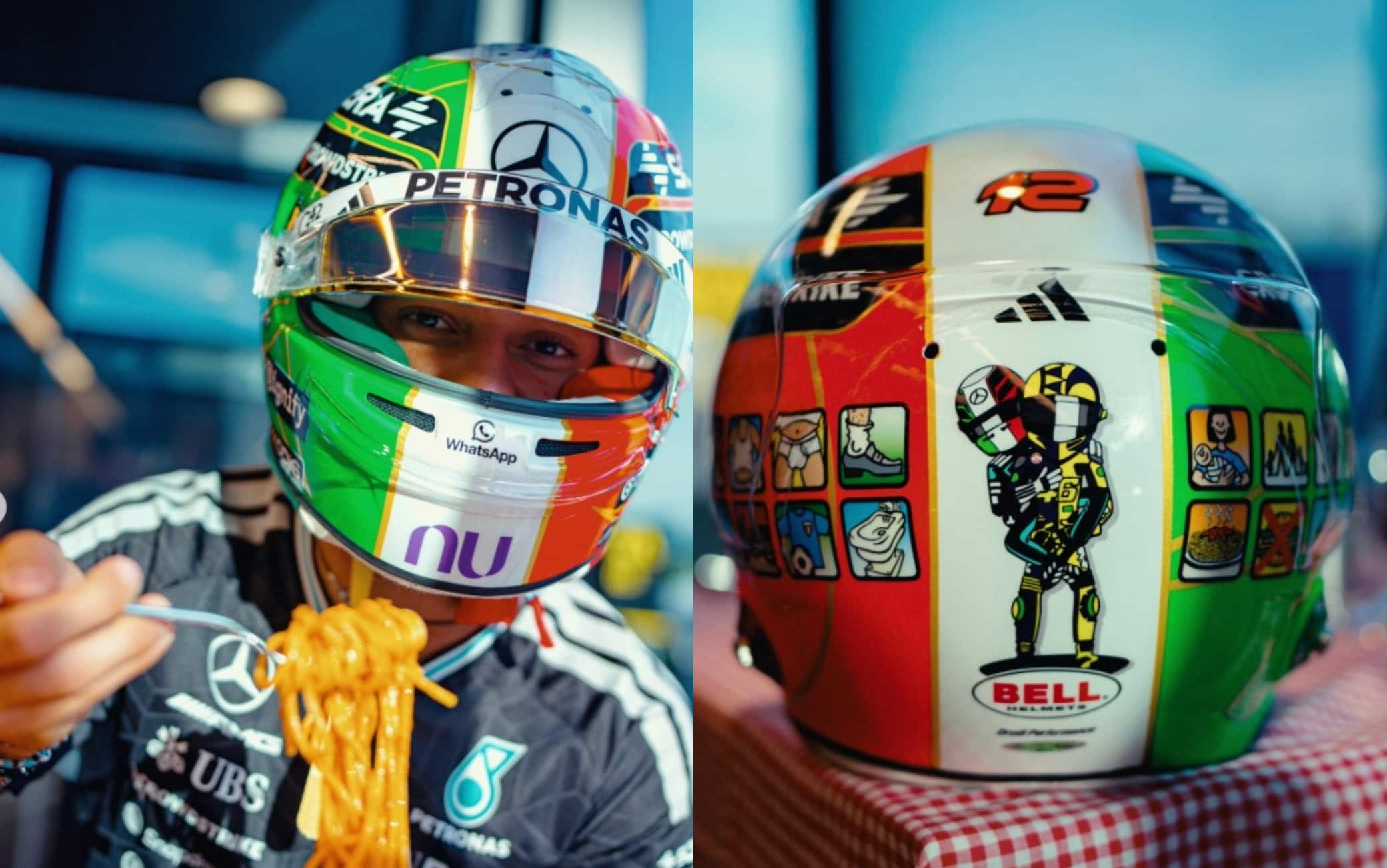 Kimi Antonelli, il casco omaggia Valentino Rossi e celebra l'Italia. FOTO