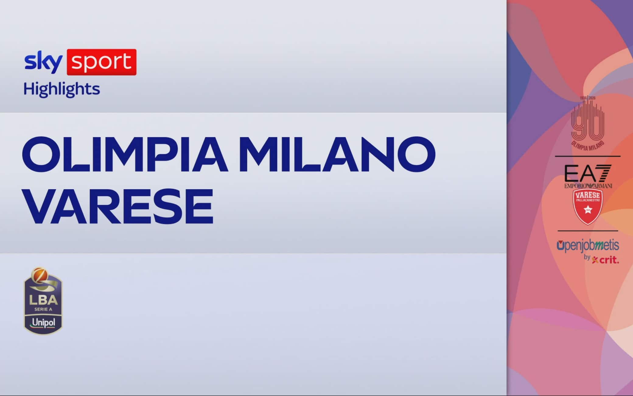 Serie A Basket, Olimpia Milano-Varese 74-84: highlights