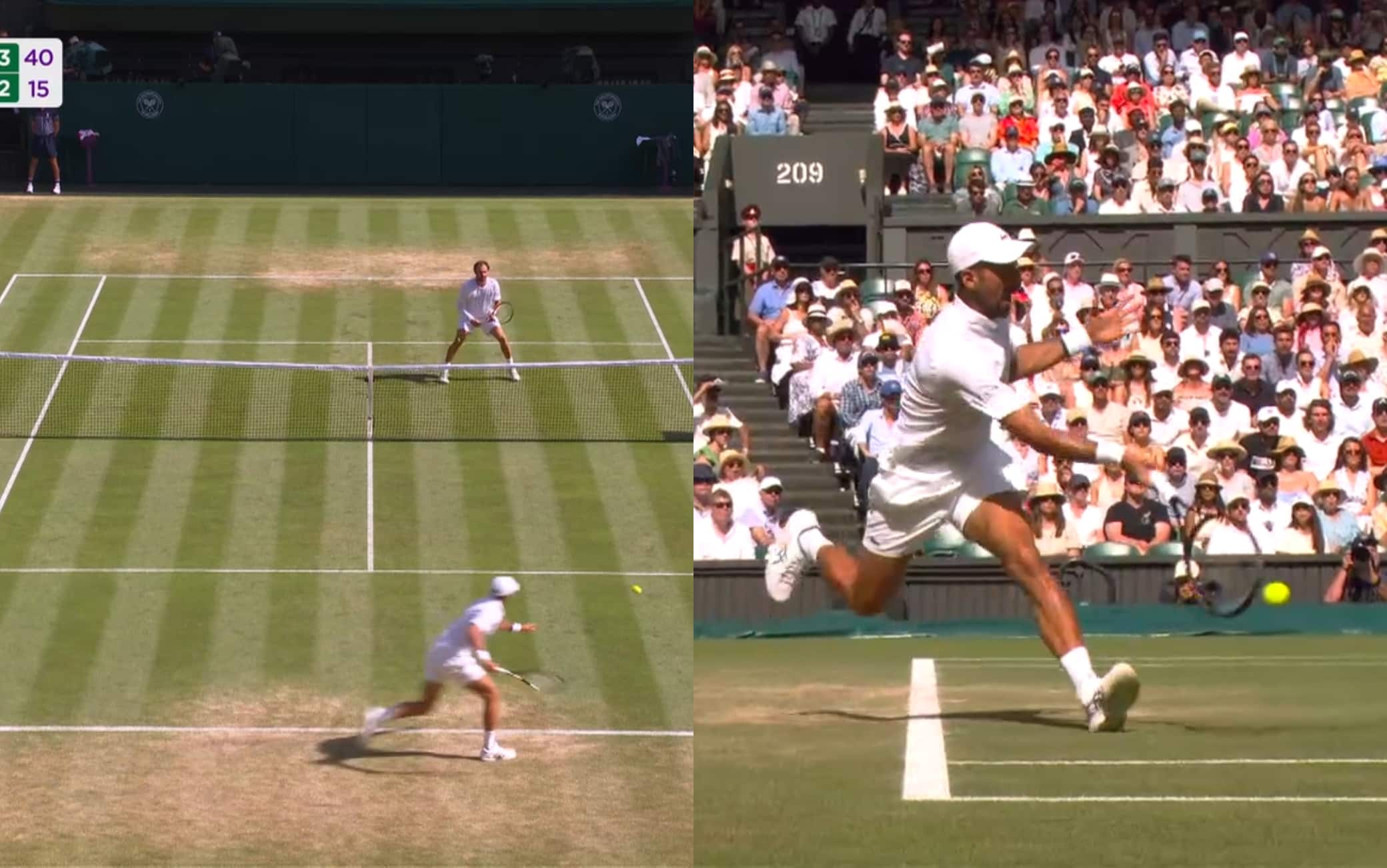 Djokovic a Wimbledon, super passante contro Safiullin