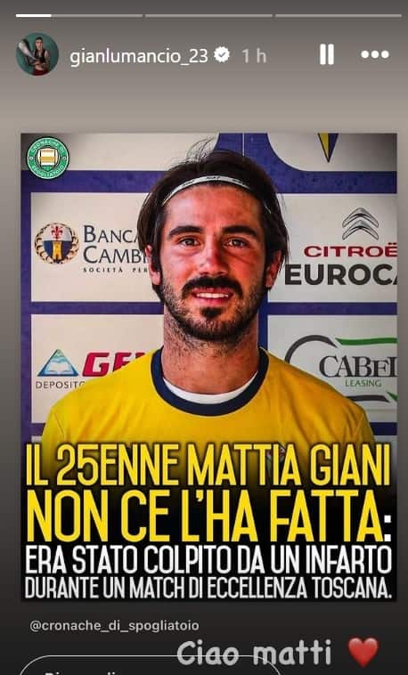 Gianluca Mancini su morte Giani