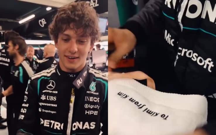 F1, Kim Kardashian restituisce l'asciugamanto a Kimi Antonelli: con una dedica. VIDEO