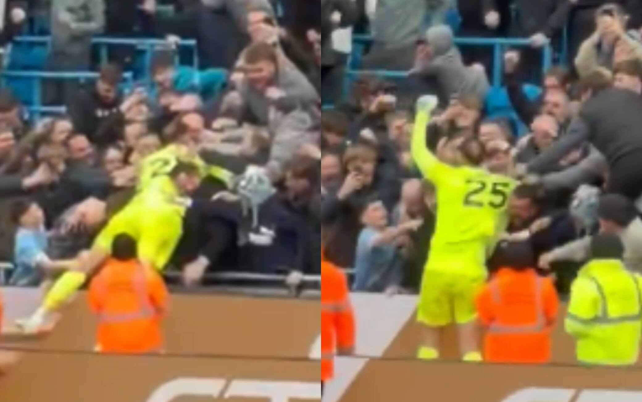 Esultanza sfrenata per Donnarumma: fa festa lanciandosi tra i tifosi del City. VIDEO