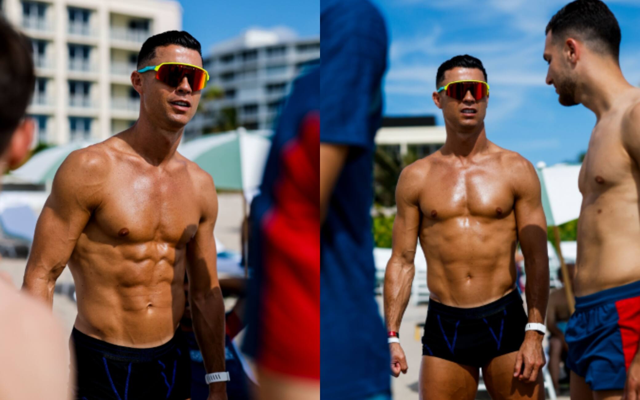 Cristiano Ronaldo, fisico perfetto in spiaggia in Florida prima dei Mondiali