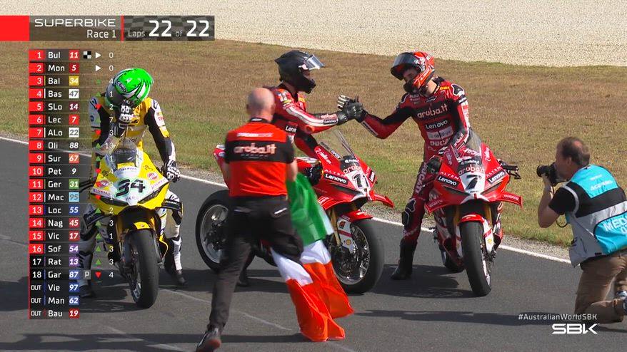 Bulega vince gara 1 Sbk: l'ultimo giro a Phillip Island