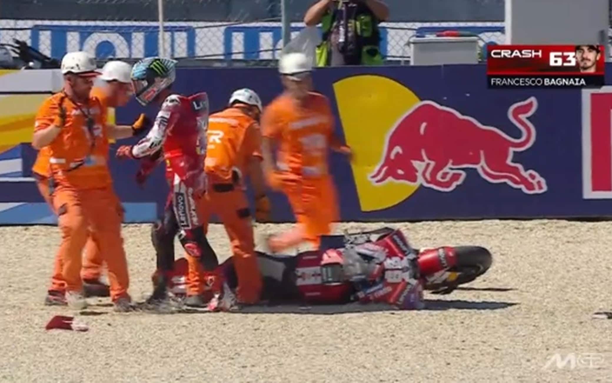 Bagnaia, oggi la caduta nel GP Misano di MotoGP. VIDEO