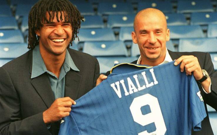 Gullit con Vialli nel giorno della presentazione (1996)