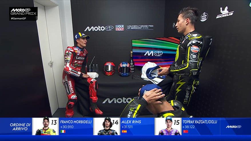 Gp Germania, il retropodio con Marquez, Ogura e Fernandez