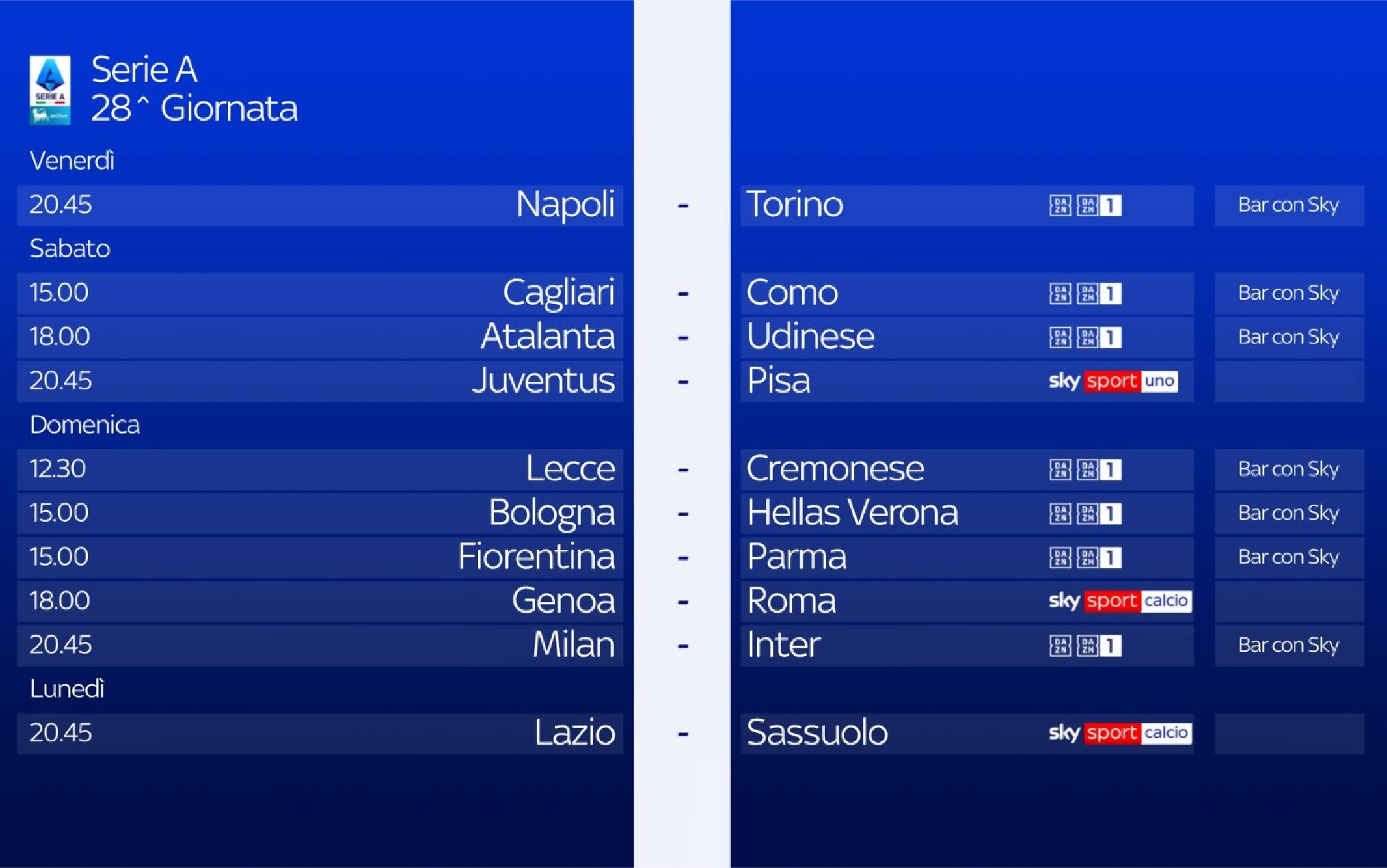 Serie A, la presentazione della 28^ giornata: orari, arbitri e squalificati