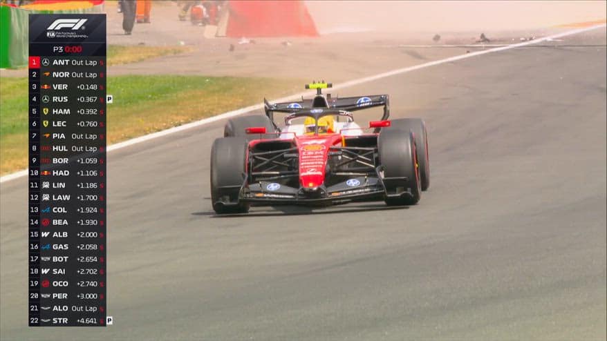 Hamilton a muro nelle FP3: danni ad ala posteriore e gomma