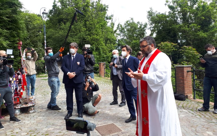 Il presidente Urbano Cairo alla Basilica di Superga, assieme al direttore generale del Torino Antonio Comi