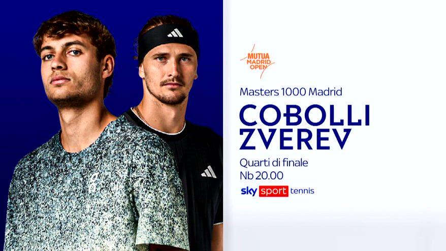 Masters Madrid, quarti: oggi Cobolli-Zverev su Sky