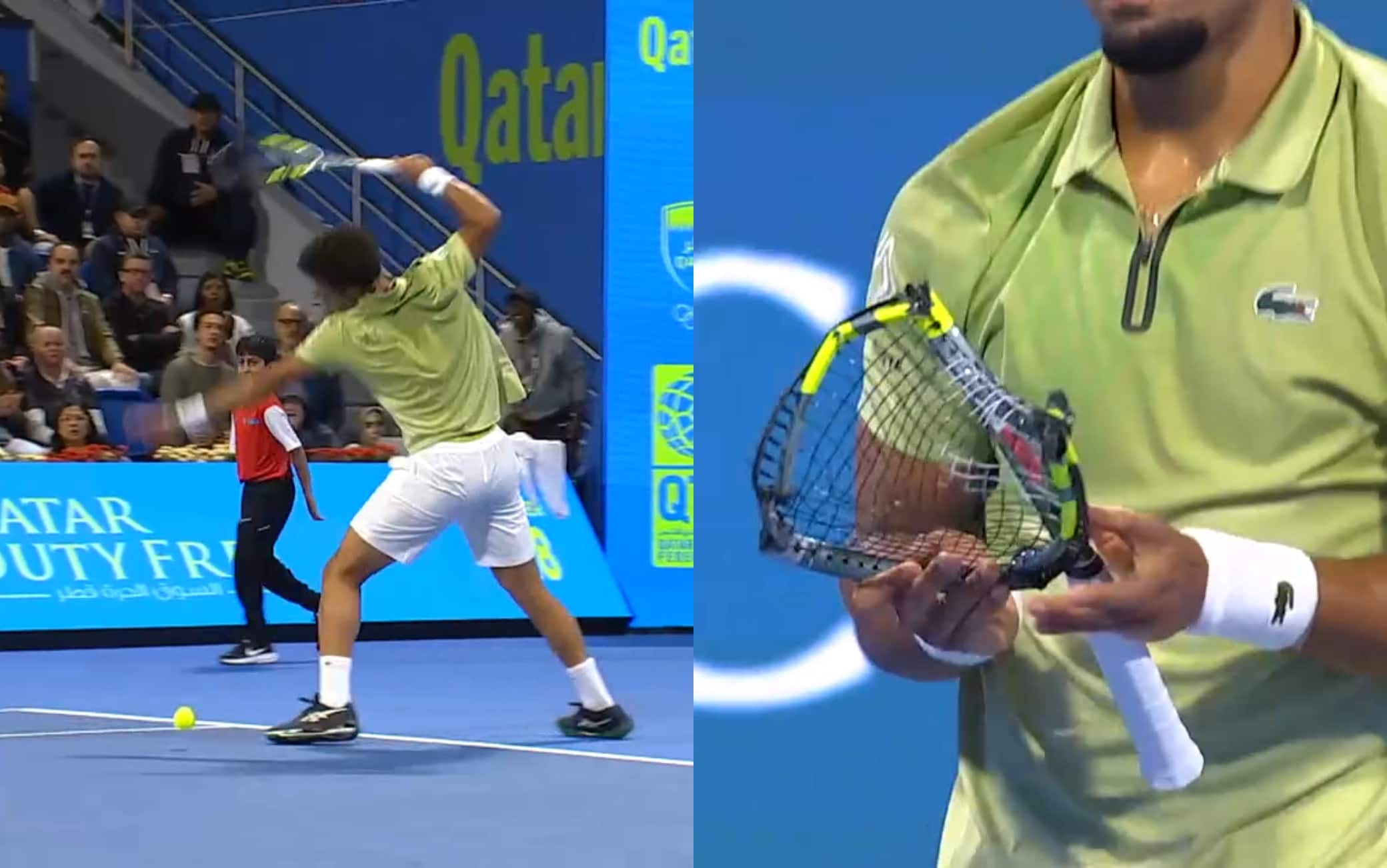 Fils distrugge la racchetta in finale con Alcaraz all'Atp Doha