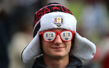 CHASKA, MN - SEPTEMBER 27:  A fan with Ryder Cup sunglasses looks on during the 2016 Ryder Cup Celebrity Matches at Hazeltine National Golf Club on September 27, 2016 in Chaska, Minnesota.  (Photo by Sam Greenwood/Getty Images)