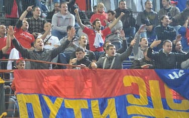 Qualificazioni campionato europeo 2012. Italia-Serbia. disordini tifosi serbi.
-ANSA/LUCA ZENNARO -