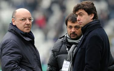 da sx Giuseppe Marotta e il presidente della Juventus Andrea Agnelli oggi 6 Gennaio 2011 allo stadio Olimpico di Torino/ANSA/DI MARCO