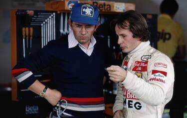 Gilles Villeneuve driver of the #12 Scuderia Ferrari SpA SEFAC Ferrari 312T4 talks with Motor Sport Director of Ferrari Marco Piccinini during practice for the Grand Prix of Austria on 11 August 1979 at the Osterreichring in Spielberg, Austria. (Photo Getty Images)  