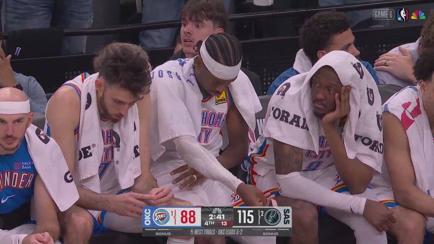 NBA, la panchina di OKC Ã¨ sconsolata nel finale di gara-6