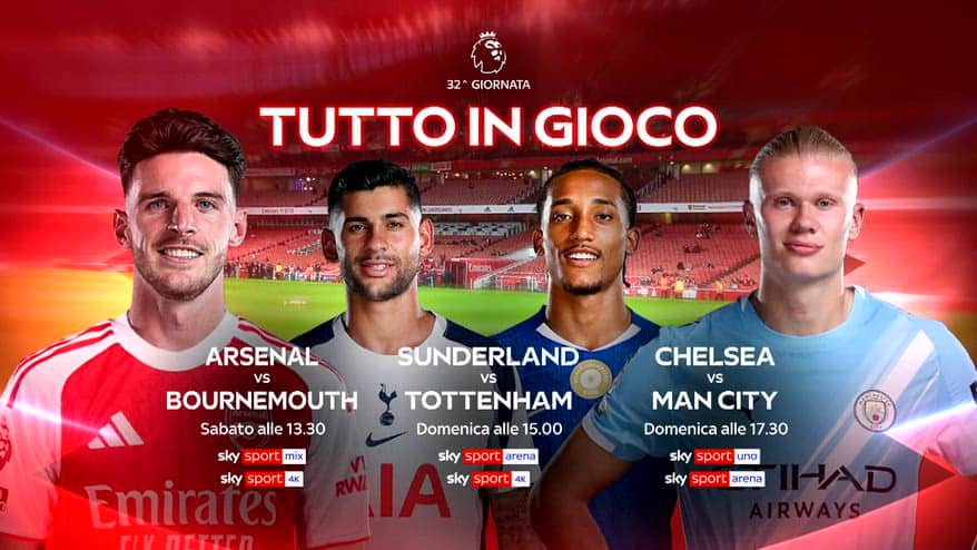 Premier, 32^ giornata: le partite del weekend su Sky