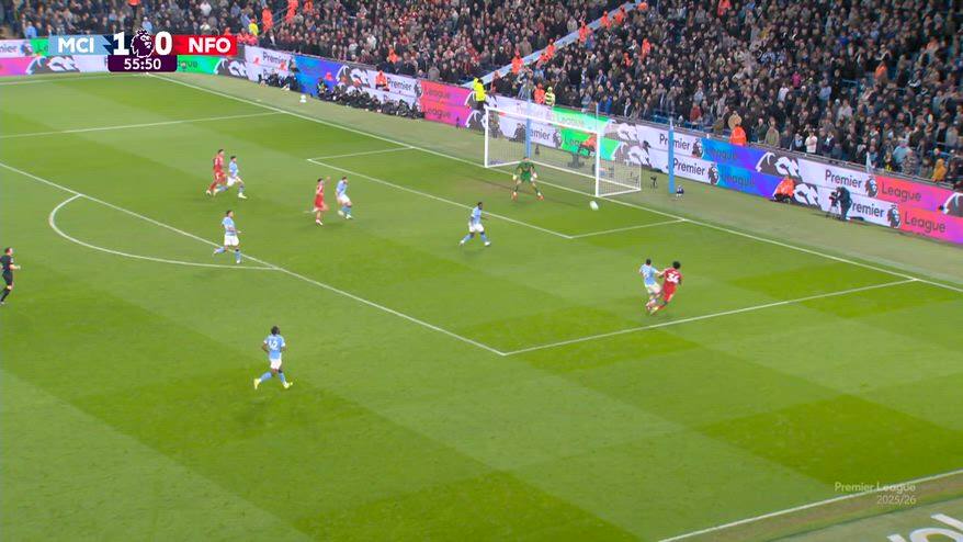 Nottingham Forest, gol geniale di Gibbs-White all'Etihad