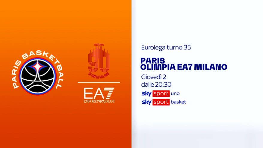 Eurolega, 35^ turno: Paris- Olimpia Milano giovedì su Sky