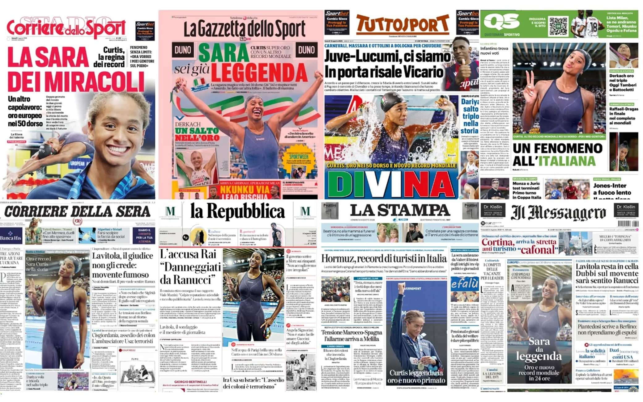 Sara Curtis e Dariya Derkach oro agli Europei: la rassegna stampa dei giornali di oggi