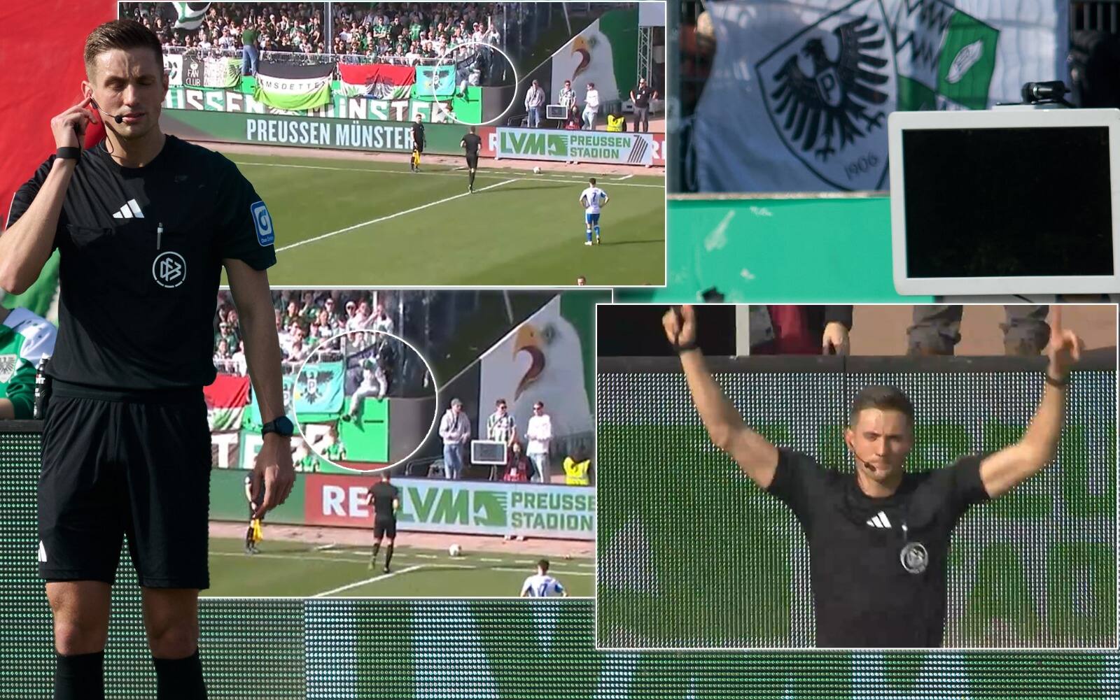 Zweite Bundesliga, sabotaggio Var in Munster-Hertha: tifoso stacca il cavo al monitor