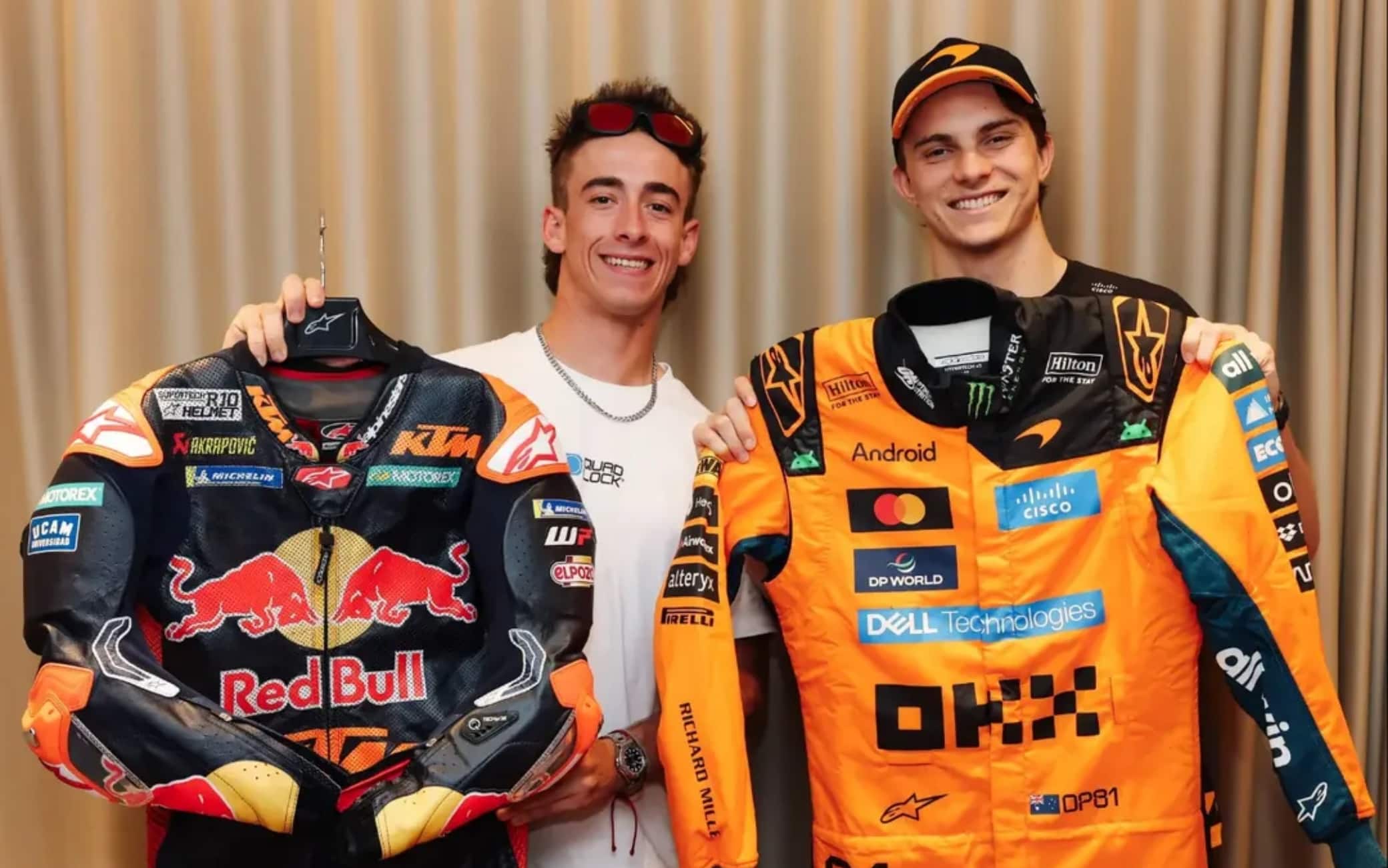 Tra F1 e MotoGp: Piastri e Pedro Acosta si scambiano le tute da piloti