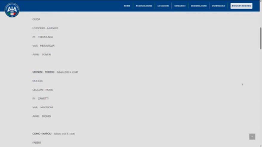 Arbitri serie A, le prime designazioni di Tommasi