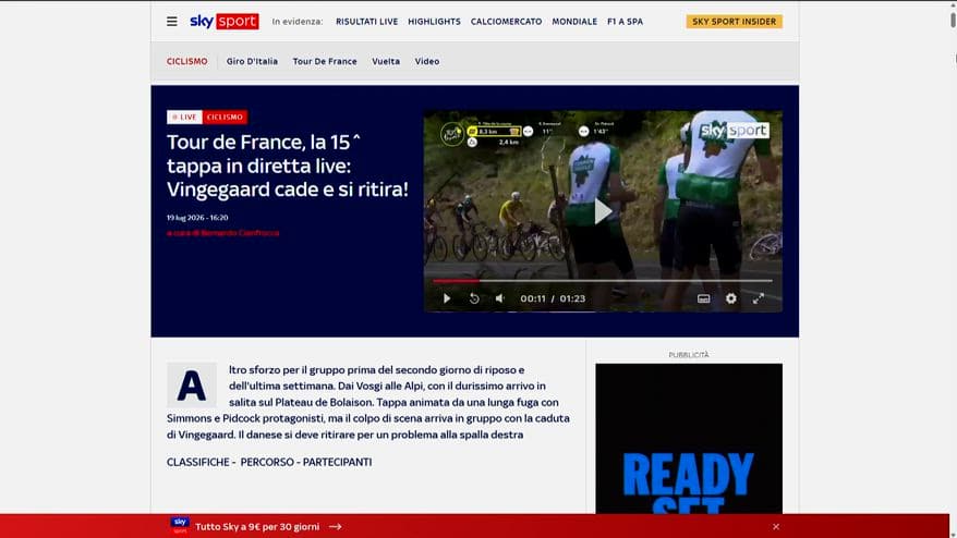 Tour de France, ritiro per Jonas Vingegaard
