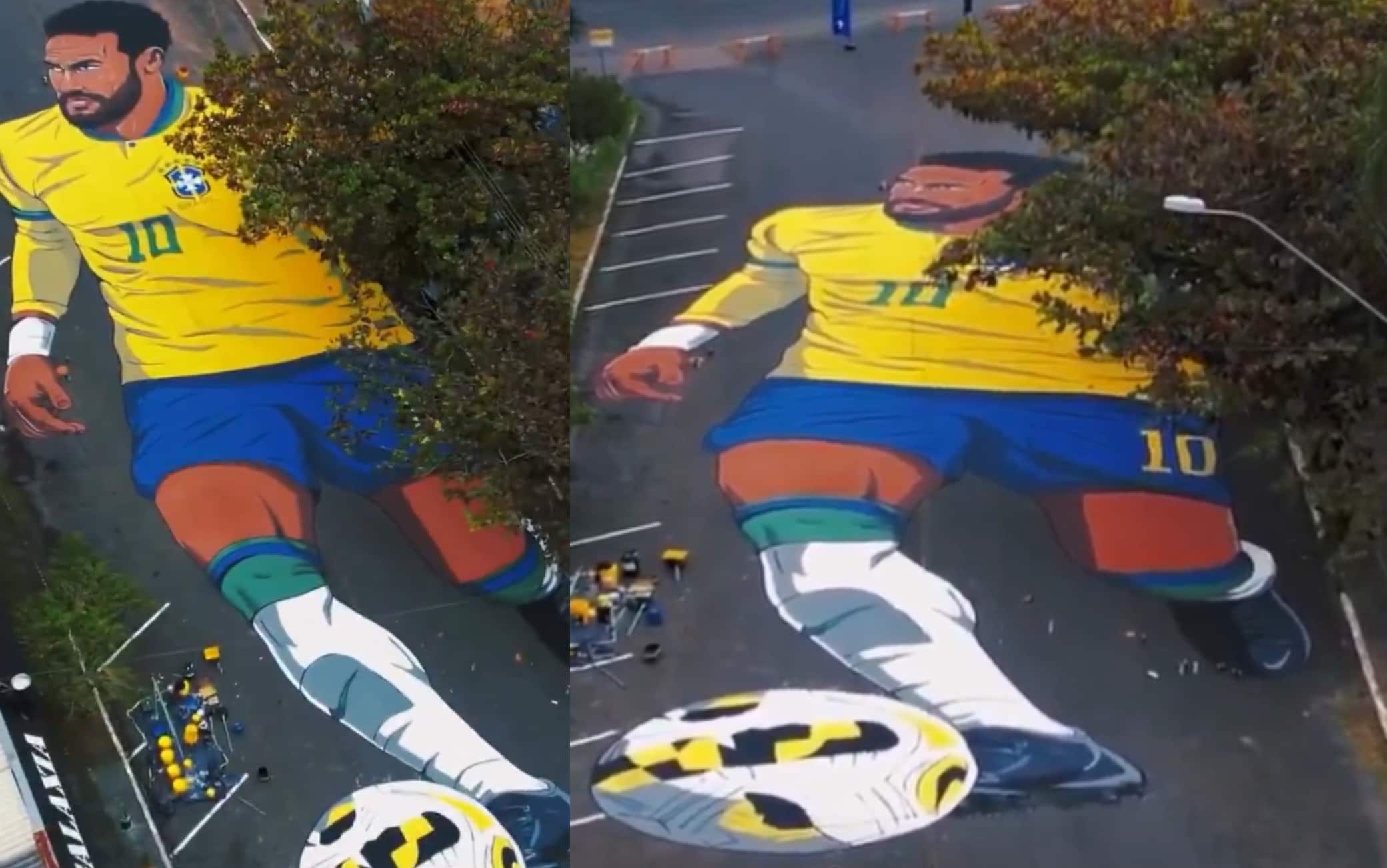 Neymar, in Brasile gli è stato dedicato un murale di 200 metri in vista dei Mondiali