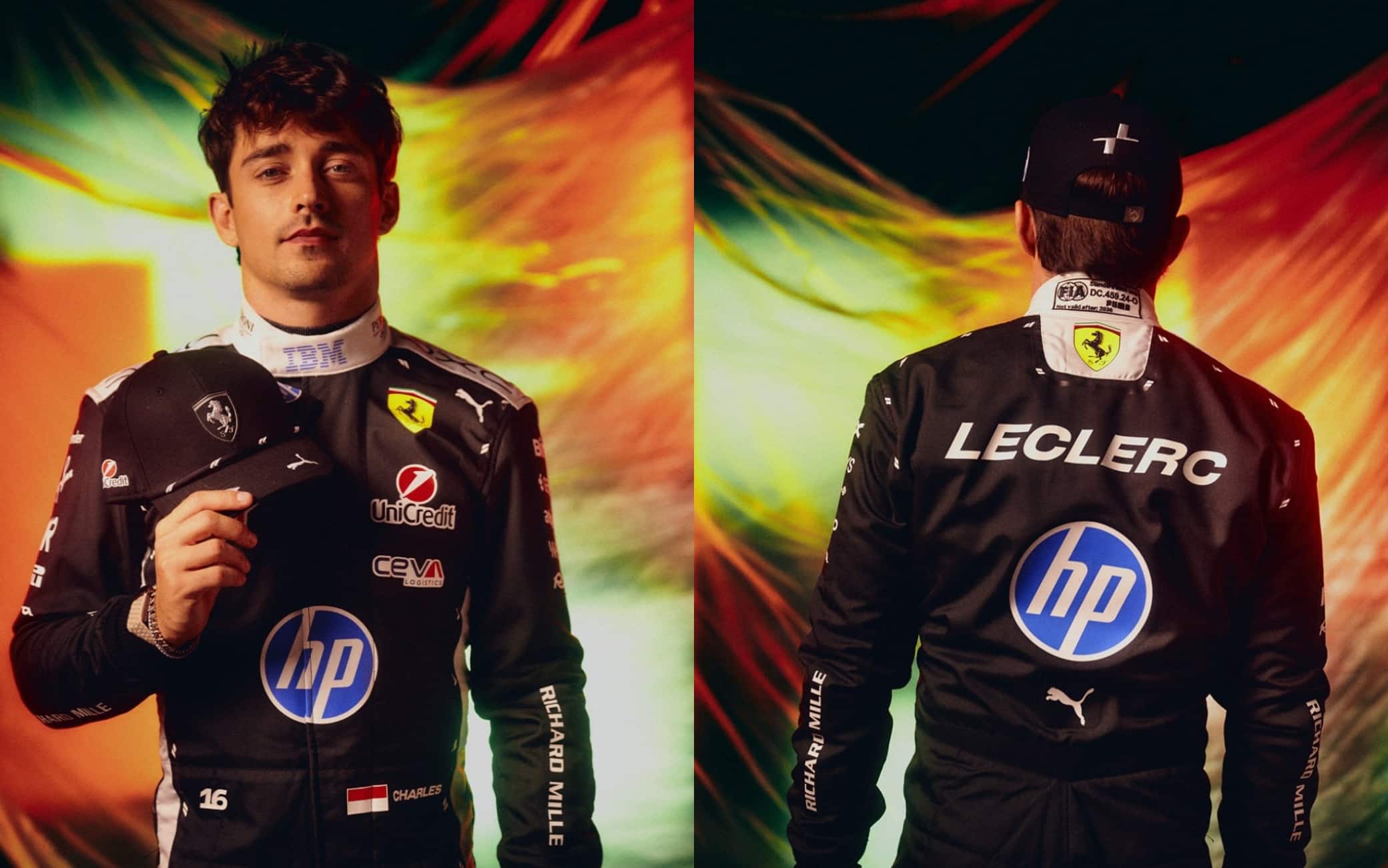 Ferrari F1, Leclerc: tuta speciale di colore nero per il Gp Singapore. FOTO