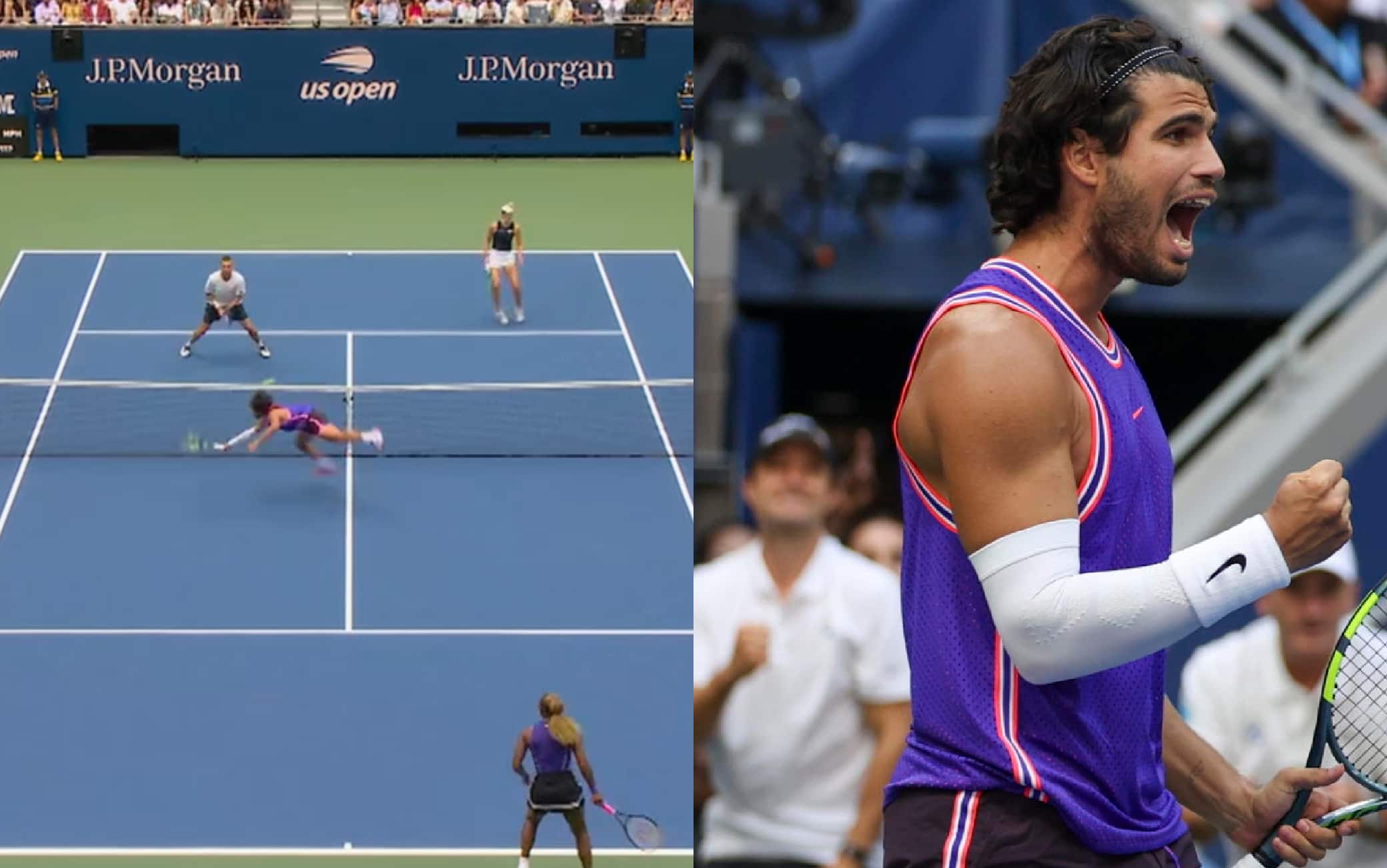 Alcaraz è tornato: punto spettacolare agli US Open in coppia con Serena Williams. VIDEO