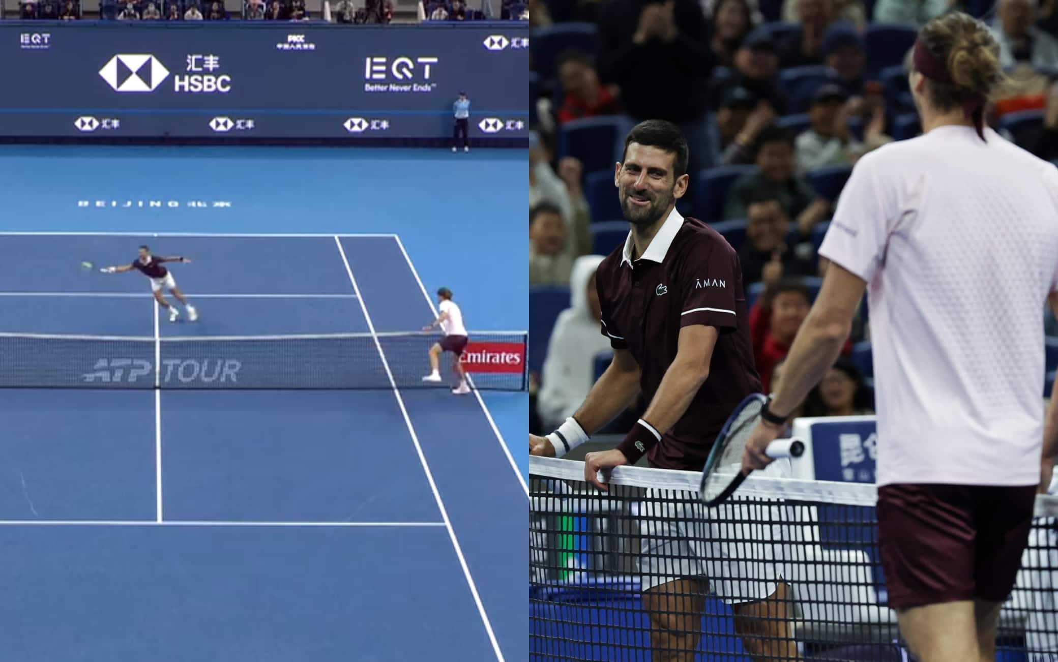 Zverev-Djokovic, che spettacolo a Pechino: è il punto del torneo! VIDEO