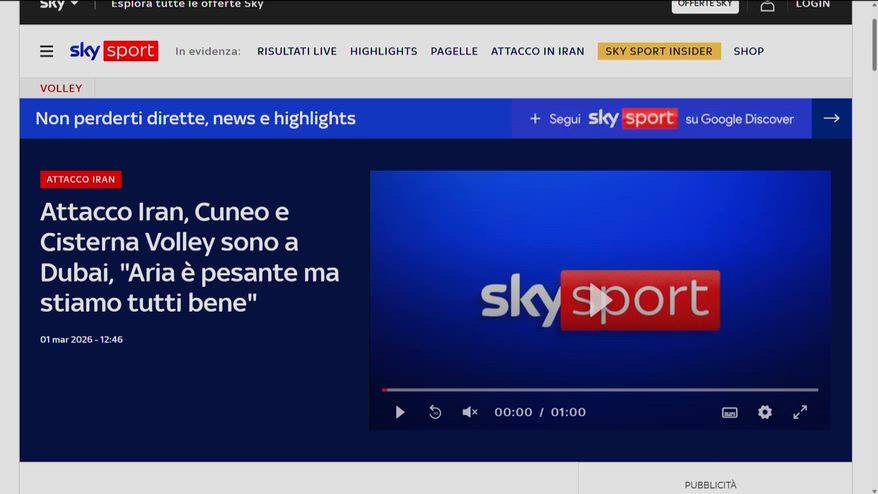 Attacco all'Iran, Cuneo volley bloccato a Dubai