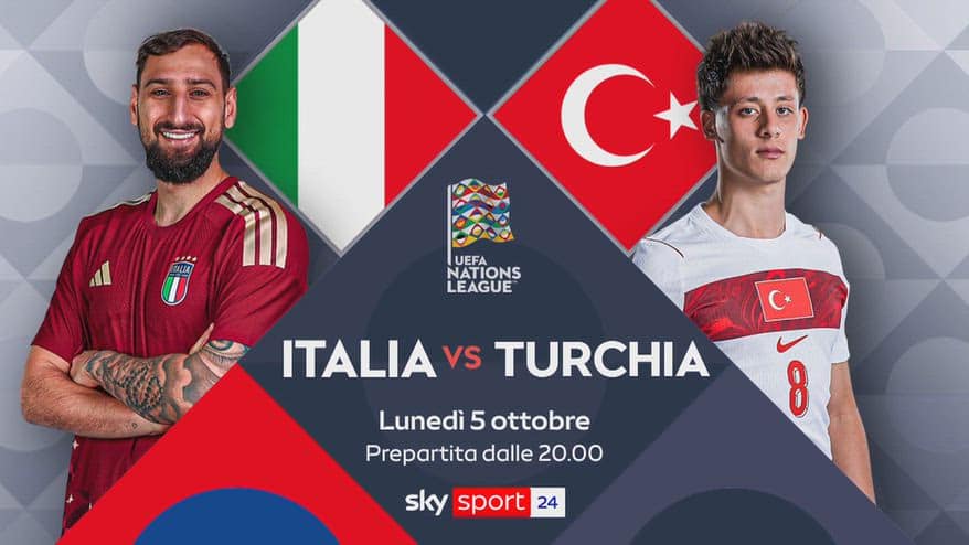 Nations League, Italia-Turchia pre partita dalle 20 su Sky