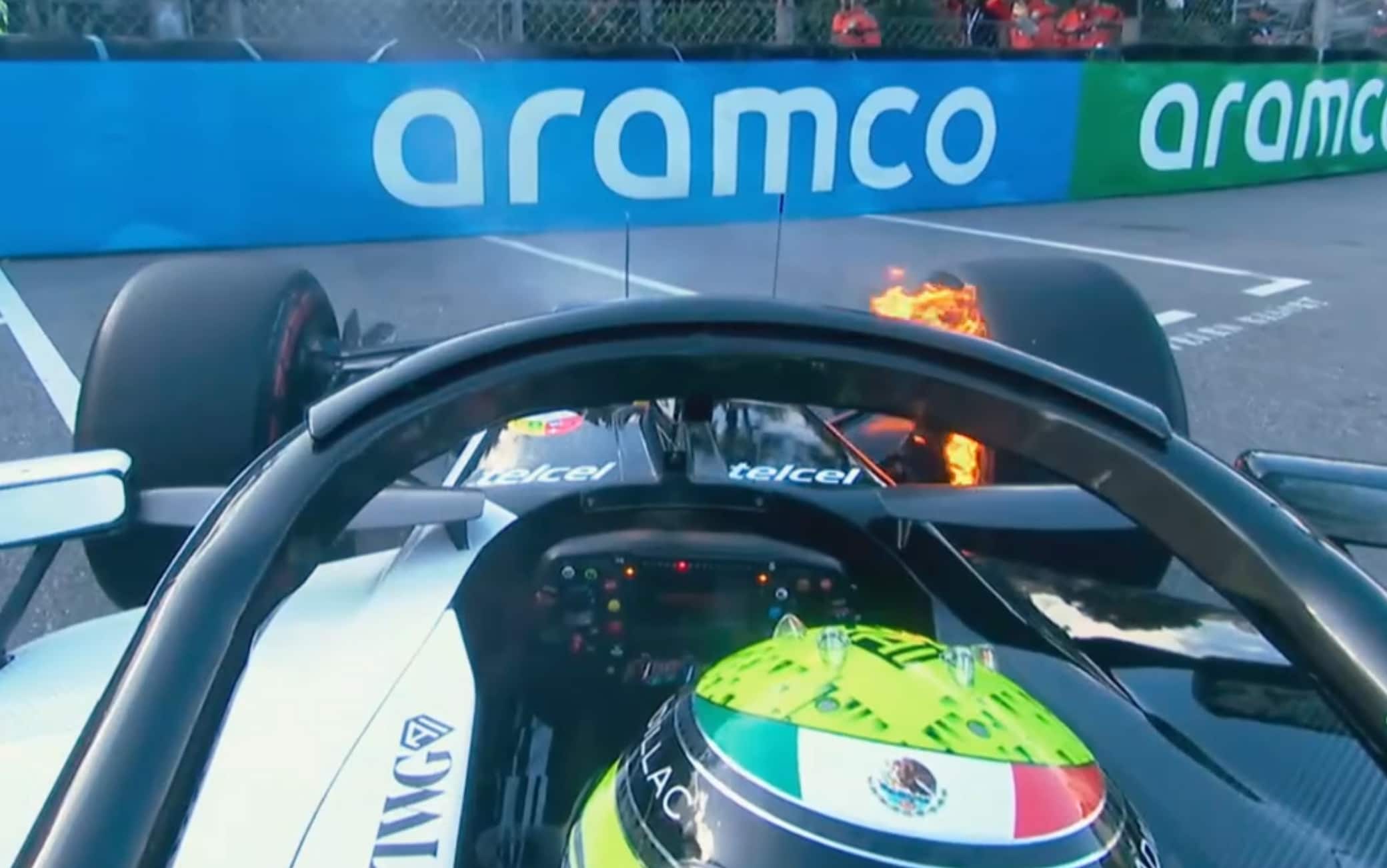 F1, paura Perez: fiamme sulla sua Cadillac durante le libere a Monaco