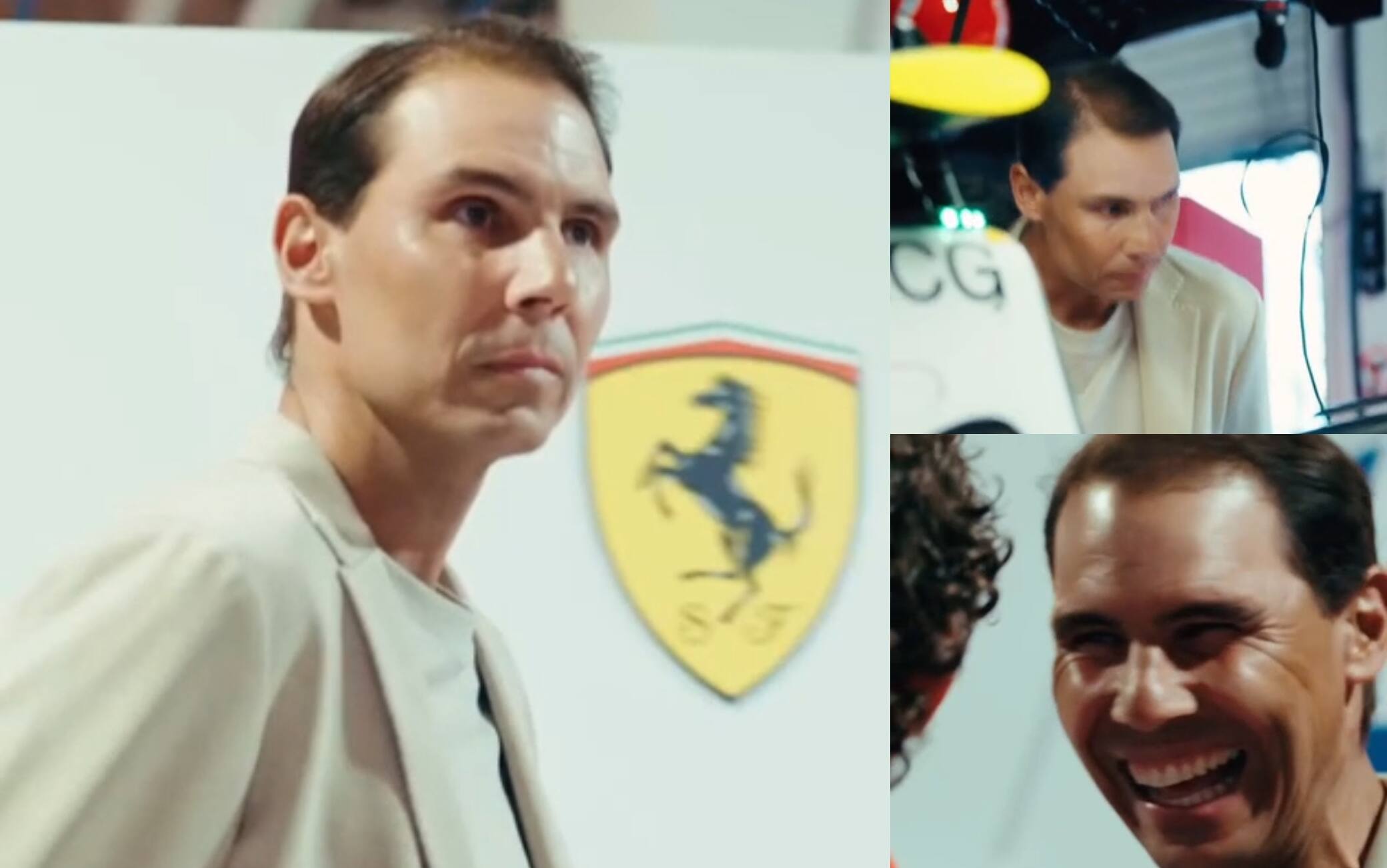 Nadal, la leggenda del tennis incontra la Ferrari a Miami. VIDEO