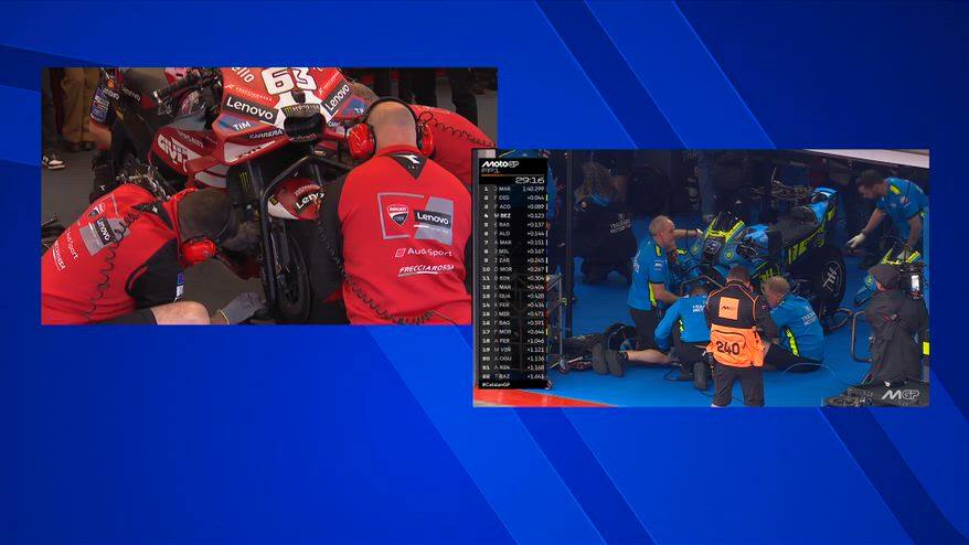 Bagnaia, problemi all'avantreno durante le FP1 a Barcellona