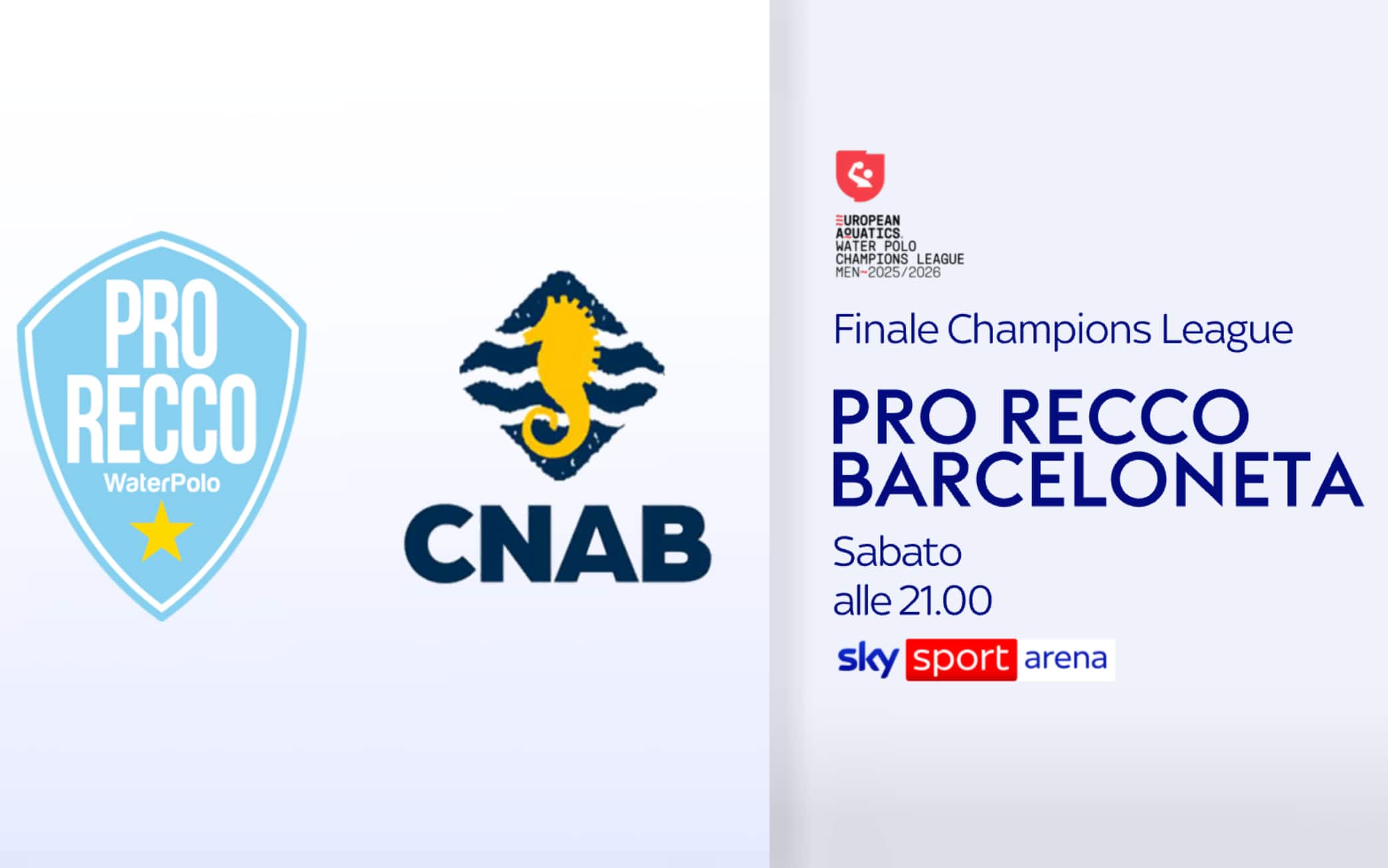 Finale Champions,  alle 21 Pro Recco-Barceloneta su Sky