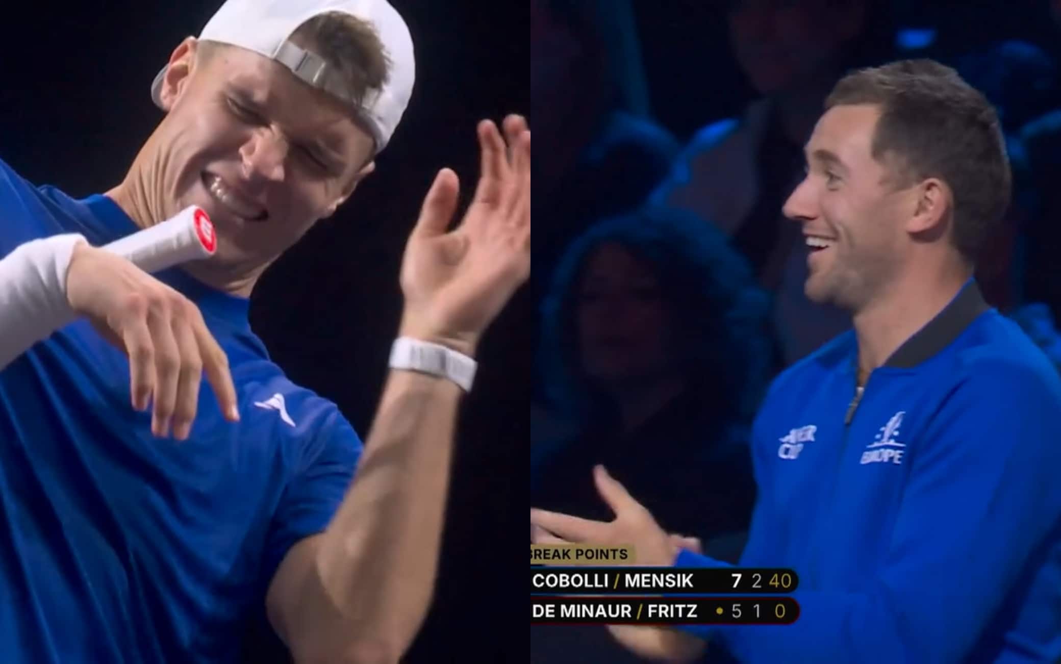 Mensik, la simpatica esultanza alla Laver Cup: fa break e si colpisce la mano... VIDEO