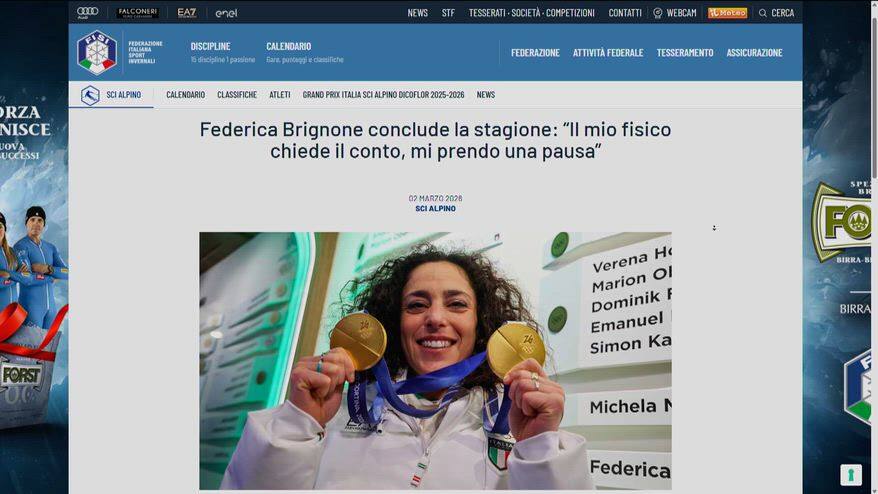 Brignone chiude la sua stagione: "Fisico presenta il conto"