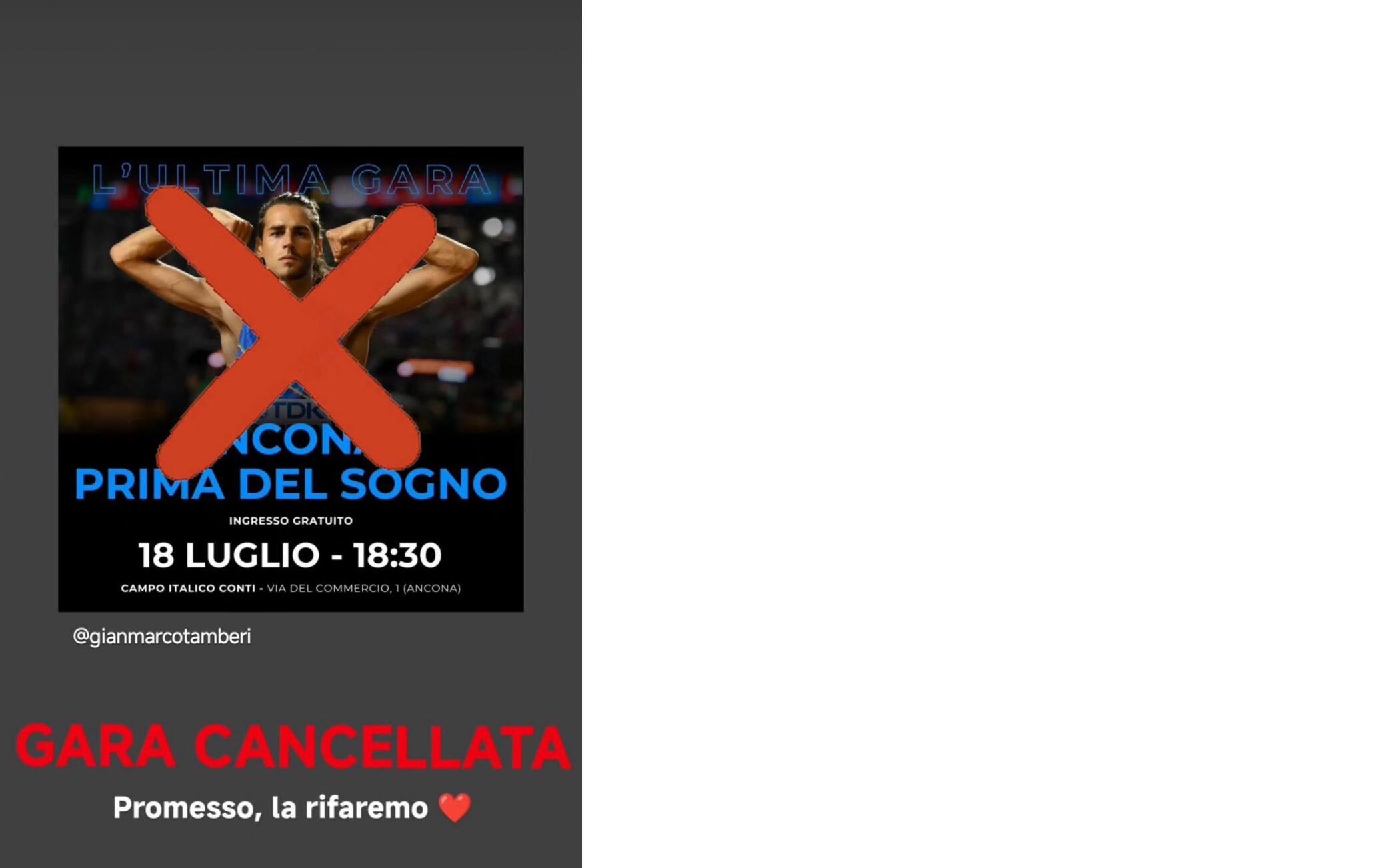 Tamberi su Instagram