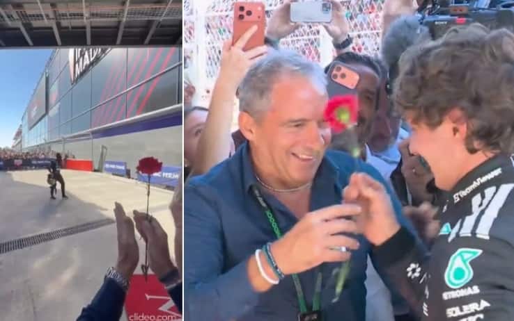 F1, Kimi Antonelli e il fiore ricevuto all'arrivo del GP Spagna: il gesto di papà Marco
